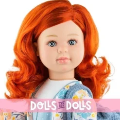 Poupée Paola Reina 60 cm - Las Reinas - Maru avec un tablier à pois, une veste à fleurs et un sac à dos