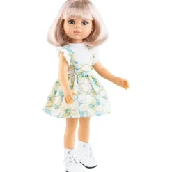 Poupée Paola Reina 32 cm - Las Amigas - Rosa avec une robe à fleurs jaunes et bleues