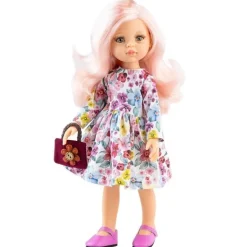 Poupée Paola Reina 32 cm - Las Amigas - Rosa avec robe à fleurs et sac