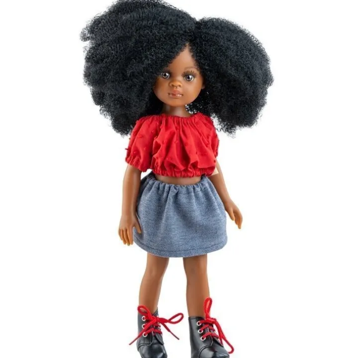 Poupée Paola Reina 32 cm - Las Amigas - Camila avec un ensemble rouge-gris