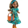 Poupée Paola Reina 32 cm - Las Amigas Articulée - Salu avec robe à imprimé naturel