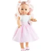 Poupée Paola Reina 45 cm - Soy tú - Belén en robe blanche et rose