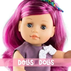 Poupée Paola Reina 45 cm - Soy tú - Inés avec une robe colorée et un ours en peluche