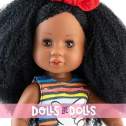 Poupée Paola Reina 45 cm - Soy tú - Helen avec robe multicolore et nœud rouge