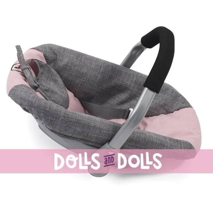 Siège auto pour poupée de 46 cm - Bayer Chic 2000 - Rose-Gris