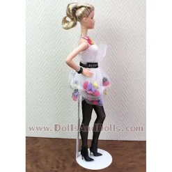 Support de poupée en métal 2201 en blanc pour type Barbie