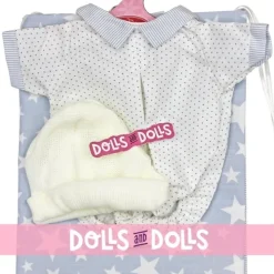 Tenue de poupée Antonio Juan 33-34 cm - Ensemble couverture étoile bleue, corps à pois blancs et bonnet