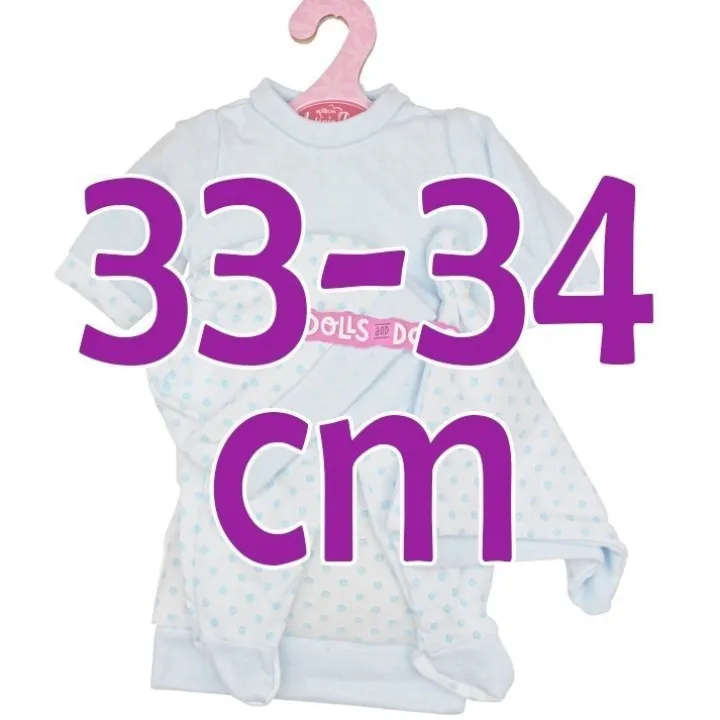 Tenue de poupée Antonio Juan 33-34 cm - Pyjama à pois bleu avec bonnet