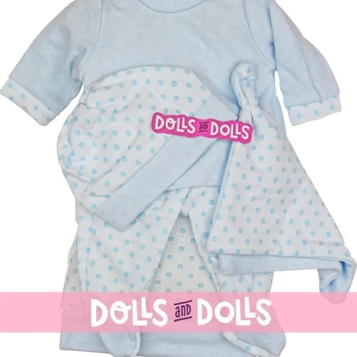 Tenue de poupée Antonio Juan 33-34 cm - Pyjama à pois bleu avec bonnet