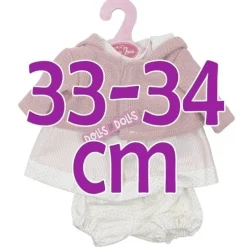 Tenue de poupée Antonio Juan 33-34 cm - Ensemble pois et rayures roses avec veste