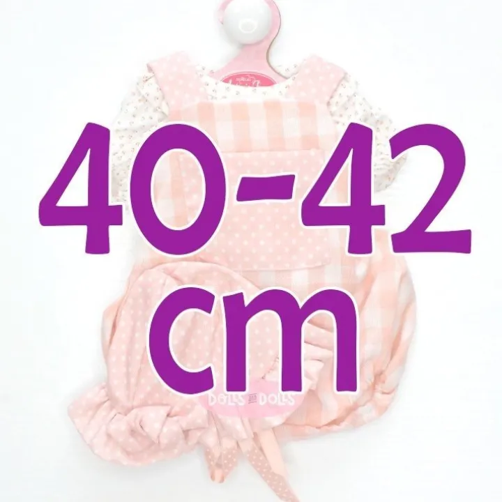 Tenue de poupée Antonio Juan 40-42 cm - Collection Sweet Reborn - Ensemble à carreaux et à pois saumon avec chapeau