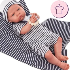 Tenue de poupée Antonio Juan 52 cm - Collection Mi Primer Reborn - Tenue de marin avec chapeau