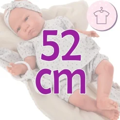 Tenue de poupée Antonio Juan 52 cm - Collection Mi Primer Reborn - Tenue fleurie bleue avec bandeau et anneau de dentition
