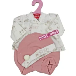 Tenue de poupée Antonio Juan 33-34 cm - Tenue imprimée lapin rose avec chapeau