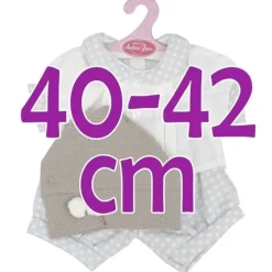 Tenue de poupée Antonio Juan 40-42 cm - Tenue beige avec carrés blancs et chapeau