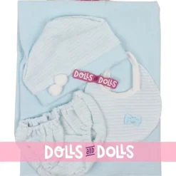 Tenue de poupée Antonio Juan 40-42 cm - Ensemble bleu avec couverture, culotte, chapeau et bavoir