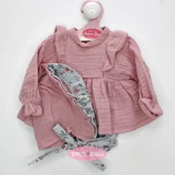 Tenue de poupée Antonio Juan 40-42 cm - Collection Sweet Reborn - Ensemble rose et fleurs avec capuche