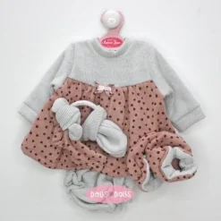 Tenue de poupée Antonio Juan 40-42 cm - Collection Sweet Reborn - Ensemble à pois avec bandeau, anneau de dentition et chaussons