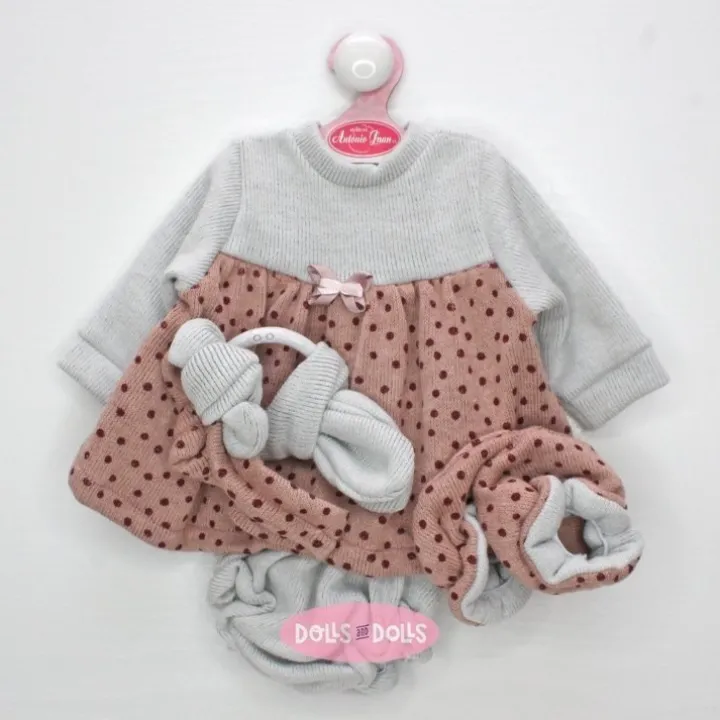 Tenue de poupée Antonio Juan 40-42 cm - Collection Sweet Reborn - Ensemble à pois avec bandeau, anneau de dentition et chaussons