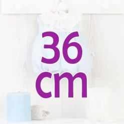 Tenue de poupée Así 36 cm - Barboteuse bleu clair avec capuche brodée beige pour Koke