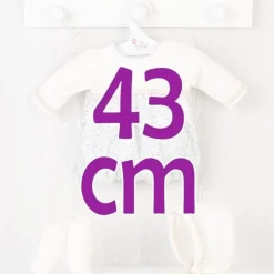 Tenue de poupée Así 43 cm - Tenue beige et imprimé fleurs bleues avec chapeau et chaussons pour Pablo