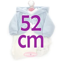 Tenue pour poupée Antonio Juan 52 cm - Collection Mi Primer Reborn - Robe blanche avec veste bleu clair et chapeau blanc