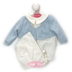 Tenue pour poupée Antonio Juan 40-42 cm - Ensemble blanc tacheté avec veste bleue