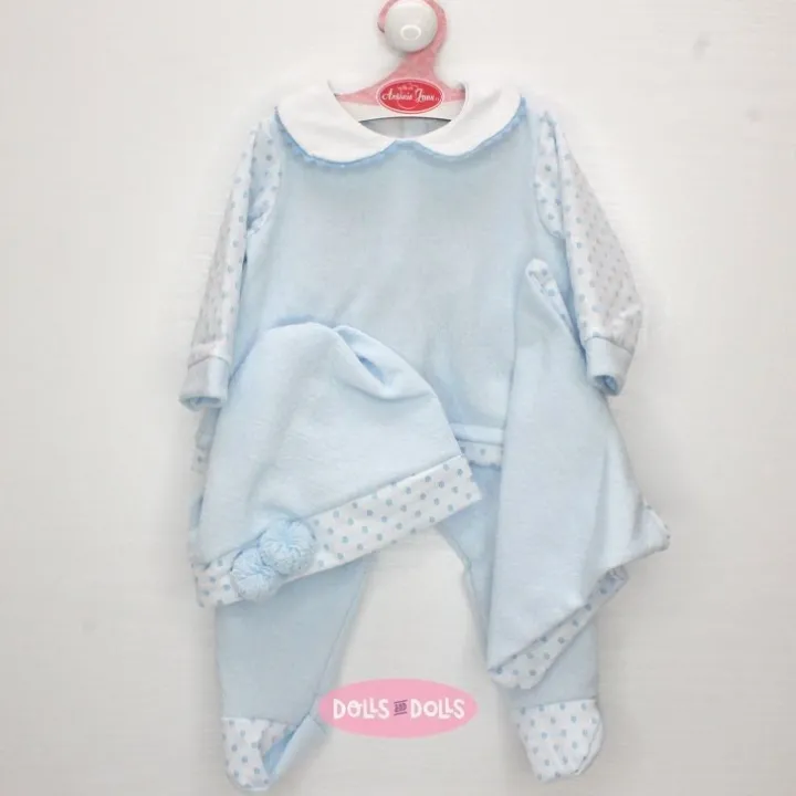 Tenue pour poupée Antonio Juan 52 cm - Collection Mi Primer Reborn - Pyjama bleu avec bonnet et dou-dou