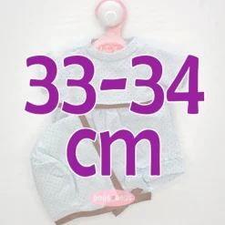Tenue pour poupée Antonio Juan 33-34 cm - Barboteuse à pois bleu-marron clair avec bonnet