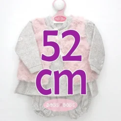 Tenue pour poupée Antonio Juan 52 cm - Collection Mi Primer Reborn - Tenue florale grise avec gilet rose