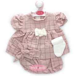 Tenue pour poupée Antonio Juan 52 cm - Collection Mi Primer Reborn - Robe à carreaux rose