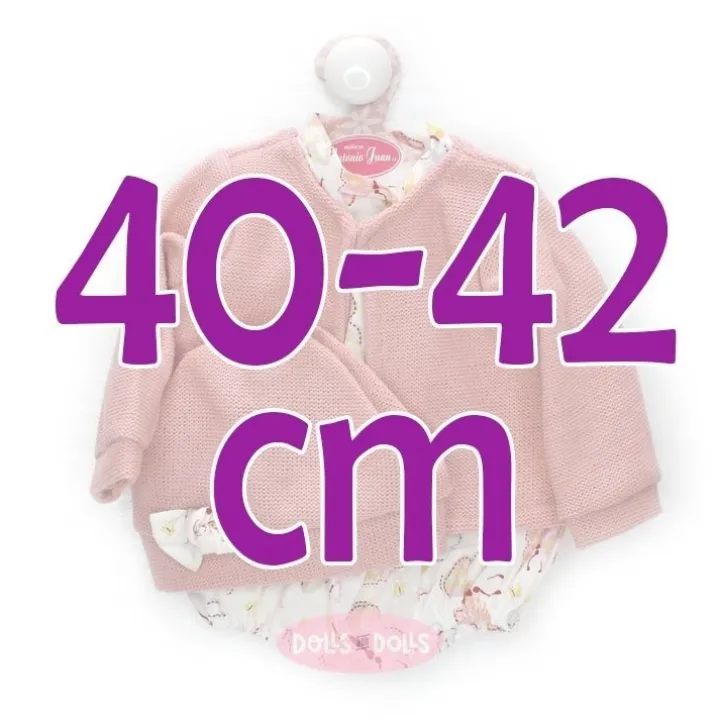 Tenue pour poupée Antonio Juan 40-42 cm - Tenue en laine rose avec barboteuse imprimée