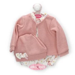 Tenue pour poupée Antonio Juan 40-42 cm - Tenue en laine rose avec barboteuse imprimée
