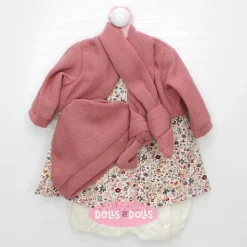 Tenue pour poupée Antonio Juan 52 cm - Collection Mi Primer Reborn - Robe fleurie avec veste, bonnet et écharpe