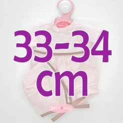 Tenue pour poupée Antonio Juan 33-34 cm - Barboteuse rose-marron à pois avec bonnet