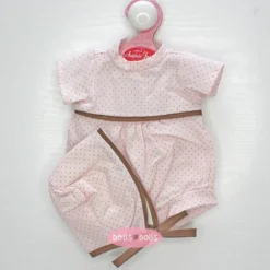 Tenue pour poupée Antonio Juan 33-34 cm - Barboteuse rose-marron à pois avec bonnet