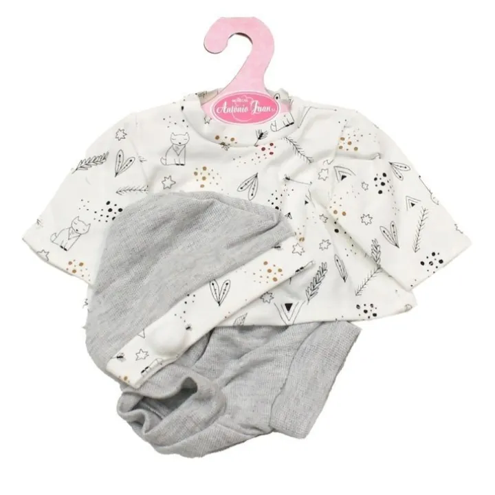 Tenue pour poupée Antonio Juan 33-34 cm - Tenue imprimée avec chapeau gris