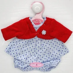 Tenue pour poupée Antonio Juan 26-27 cm - Robe cercles bleus avec veste rouge