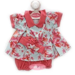 Tenue pour poupée Antonio Juan 40-42 cm - Robe bleue à fleurs rouges