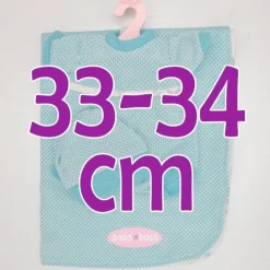 Tenue pour poupée Antonio Juan 33-34 cm - Barboteuse bleue avec bonnet et châle
