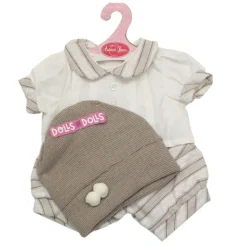 Tenue pour poupée Antonio Juan 40-42 cm - Tenue à rayures blanches et beiges avec chapeau