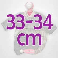 Tenue pour poupée Antonio Juan 33-34 cm - Barboteuse à carreaux blancs avec veste et bonnet