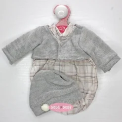 Tenue pour poupée Antonio Juan 33-34 cm - Barboteuse à carreaux blancs avec veste et bonnet