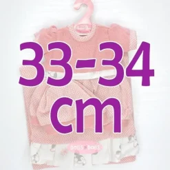 Tenue pour poupée Antonio Juan 33-34 cm - Grenouillère rose avec bonnet et couverture