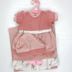 Tenue pour poupée Antonio Juan 33-34 cm - Grenouillère rose avec bonnet et couverture