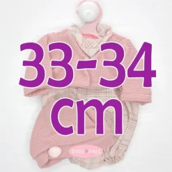 Tenue pour poupée Antonio Juan 33-34 cm - Barboteuse à carreaux rose avec veste et chapeau