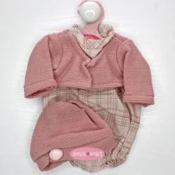 Tenue pour poupée Antonio Juan 33-34 cm - Barboteuse à carreaux rose avec veste et chapeau