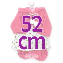 Tenue pour poupée Antonio Juan 52 cm - Collection Mi Primer Reborn - Robe à pois de couleur avec veste et pantalon fuchsia