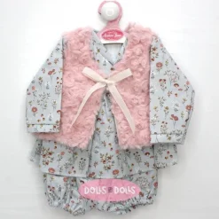 Tenue pour poupée Antonio Juan 52 cm - Collection Mi Primer Reborn - Tenue florale bleue avec gilet rose