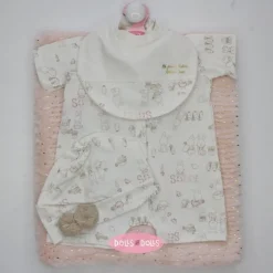 Tenue pour poupée Antonio Juan 52 cm - Collection Mi Primer Reborn - Pyjama ours en peluche avec bonnet et châle